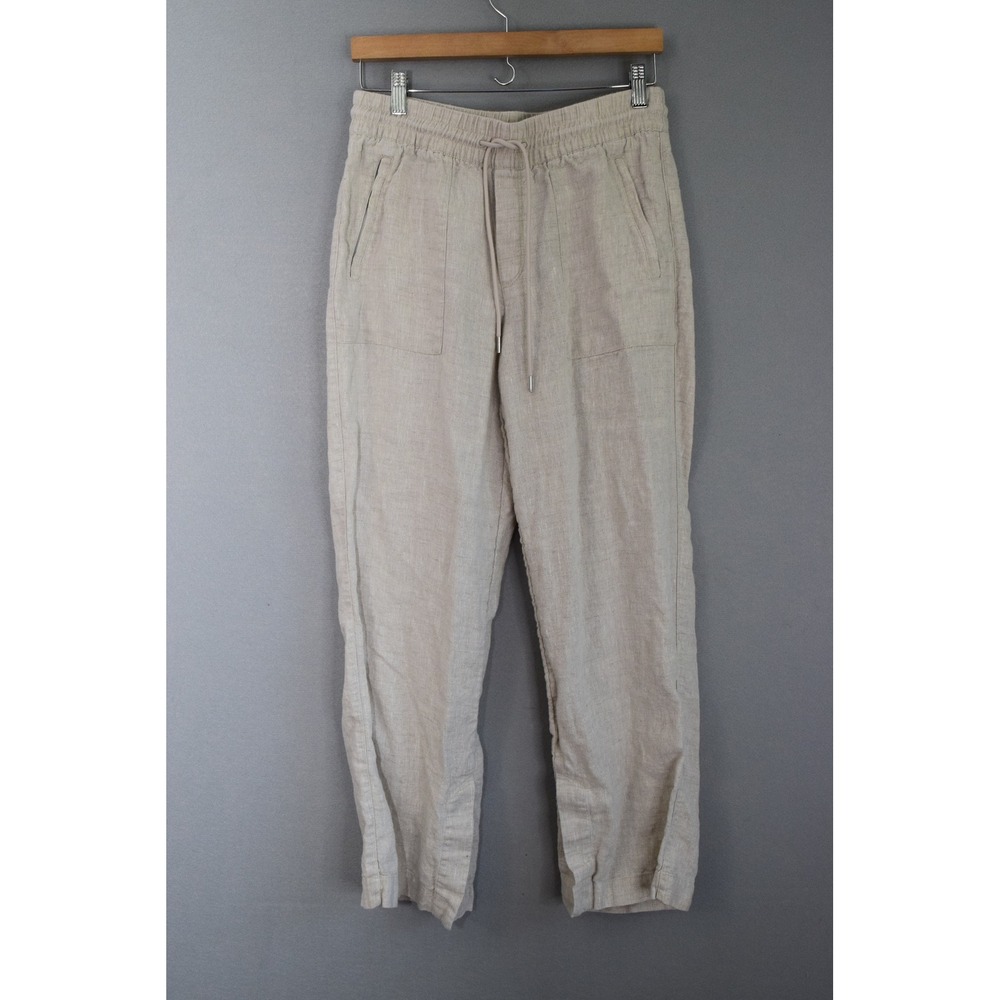 Athleta Retreat Linen Jogger Small Tall Beige Drawstring Pants Womens Summer HR